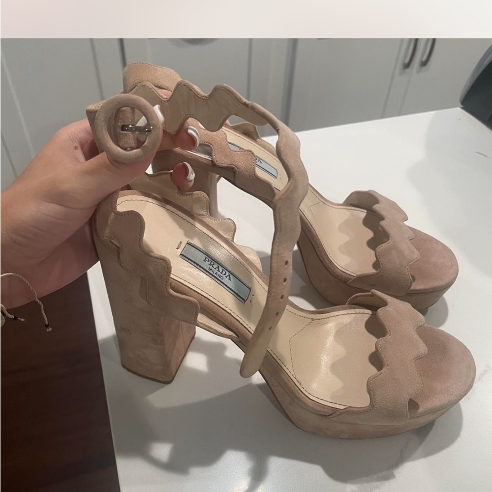 Prada Women's Beige Suede Heels
